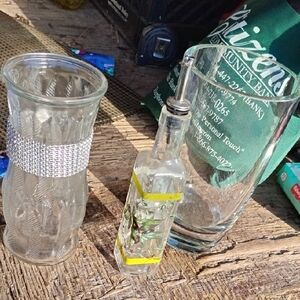 Assorted Decorative Glass Vases with Olive Oil Dispenser